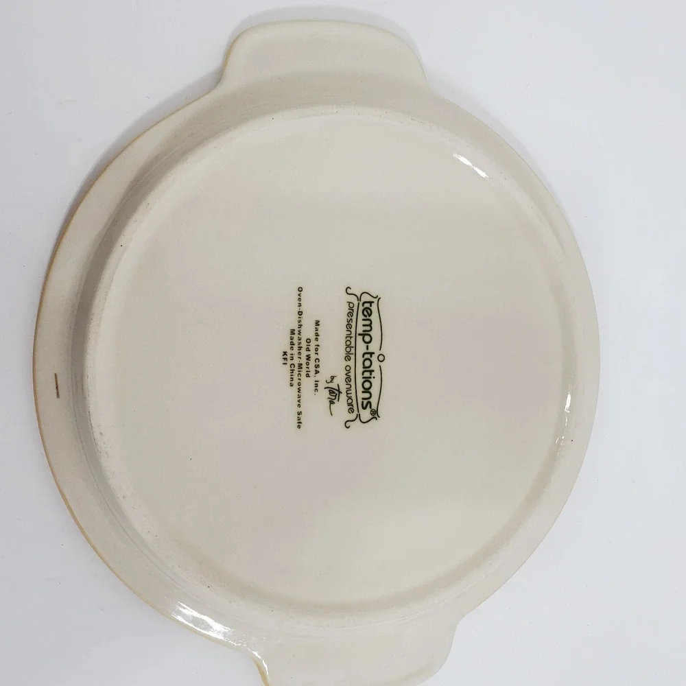 Temp-Tations Tara Old‎ World Yellow Nesting Plates Tray Floral Handles Set of 3